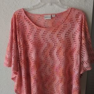 TRIBAL Ombre flutter sleeve peach/salmon top
